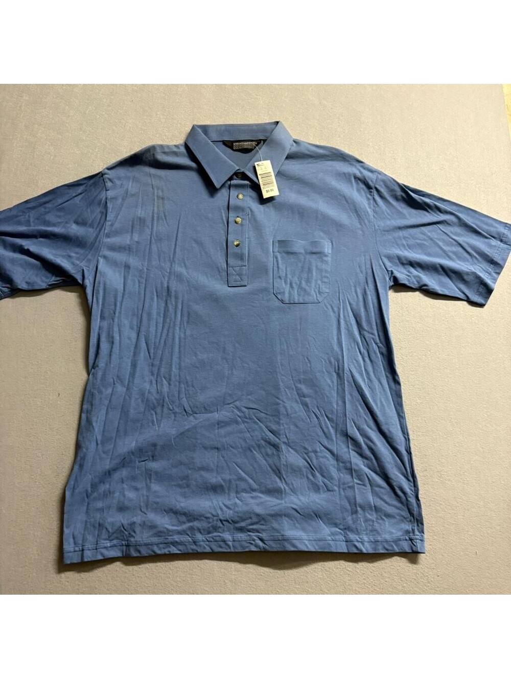 Knightsbridge Polo Shirt Mens XL Blue Cotton Blend Short Sleeve Pocket Kmart NWT